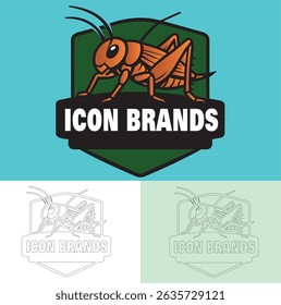 Um design de vetor de logotipo de animal de críquete muito simples e colorido é muito adequado para uma imagem de logotipo de marca em uma camiseta.