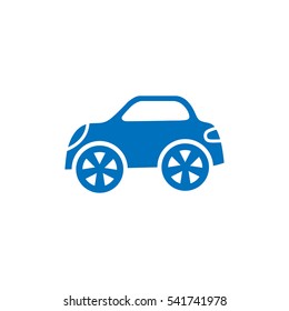 Very simple drawing of a car in any color. In cars and big wheels cartoon body shape.