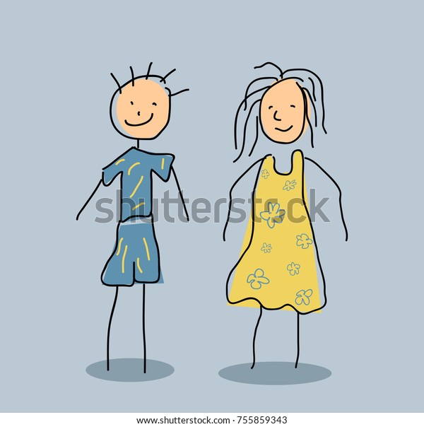 Very Simple Drawing Little Kids Books Stock Vector Royalty Free