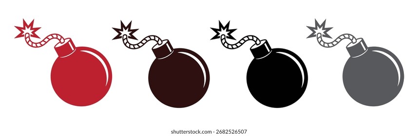 sehr einfache flache und minimalistische Bombensilhouetten auf weißem Hintergrund