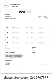 design de fatura muito simples para sua empresa