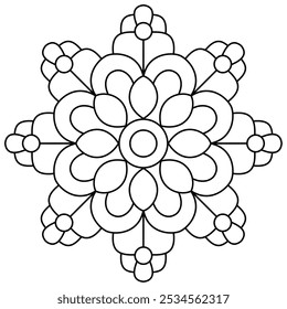 Diseño de mandala muy simple para colorear libro, arte de la pared, henna y diseño del tatuaje, arte de mandala único para adultos y niños libro para colorear.eps
