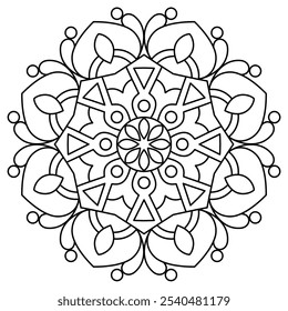 very simple mandala design for coloring book page, relaxing mandala art for henna design, wall art
