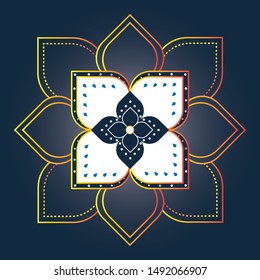 Very simple mandala shape for beginners coloring. Mandala decorative elements. Islamic, Arabic, Indian, ottoman motifs.