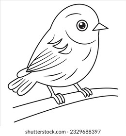 Sehr einfache und minimalistische Vektorgrafik eines liebenswerten Vogels. Vektorfarbbuch für Kinder. 
