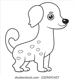 Sehr einfache und minimalistische Vektorgrafik eines bezaubernden Hundes. Vektorfarbbuch für Kinder. 