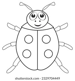 Gráfica vectorial muy simple y minimalista de una linda mariquita. Libro de colorear vectores para niños. 
