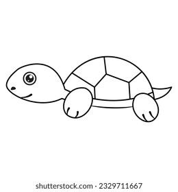 Gráfica vectorial muy simple y minimalista de una bella tortuga. Libro de colorear vectores para niños. 
