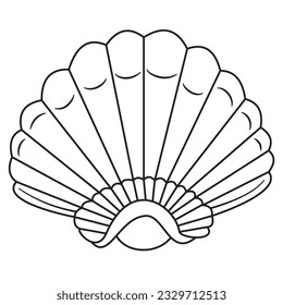 Very simple and minimalistic vector graphic of a sea shell. Vector coloring book for kids. 
