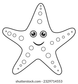 Very simple and minimalistic vector graphic of a starfish. Vector coloring book for kids. 
