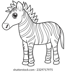 Very simple and minimalistic vector graphic of a zebra. Vector coloring book for kids. 
