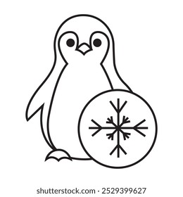 Very simple and minimalistic vector graphic of a cute penguin