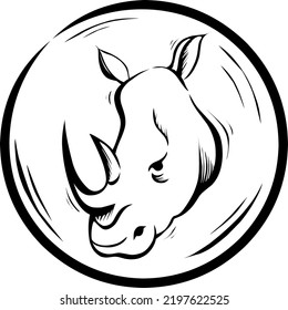 very simple rhino logo vector illustration still black and white concept