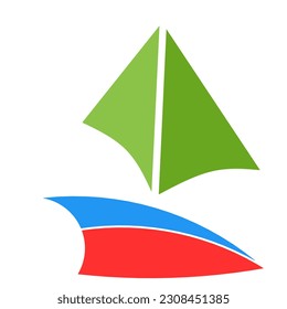 a very simple sailing ship logo with an attractive color