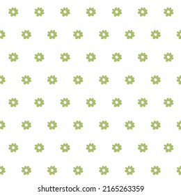 Very simple seamless pattern with small green flower. Perfect for baby clothes, nature wallpaper, textile, fabric, floral wrapping paper. Basic convenient botanical background