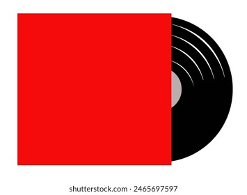 A very simple vinyl album and cover are seen in an illustration isolated on the background in this minimalist illustration.