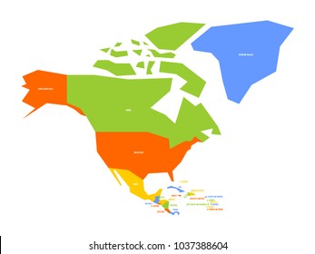 Very simplified infographical political map of North America. Simple geometric vector illustration.