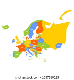 Very simplified infographical political map of Europe. Simple geometric vector illustration.