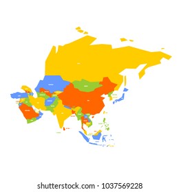 Very simplified infographical political map of Asia. Simple geometric vector illustration.