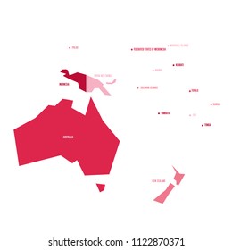 Very simplified infographical political map of Australia and Oceania. Simple geometric vector illustration.