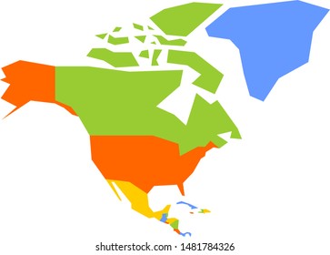 Very simplified infographical political map of North America. Simple geometric vector illustration.