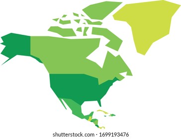 Very simplified infographical political map of North America. Simple geometric vector illustration.