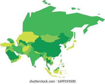 Very simplified infographical political map of Asia. Simple geometric vector illustration.