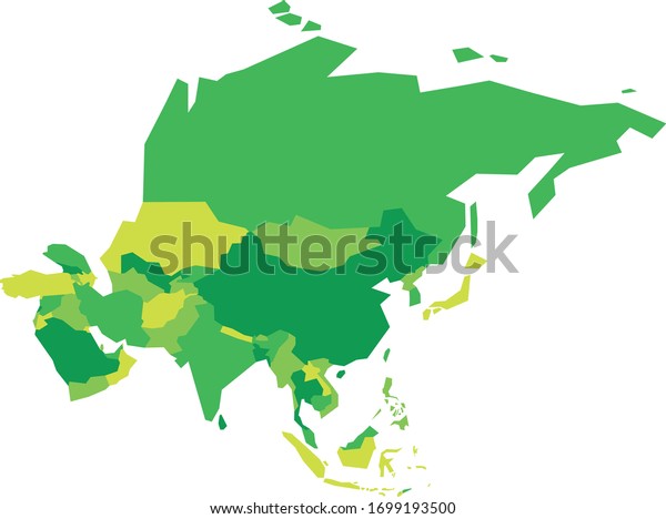 アジアの極めてシンプルなインフォグラフィカルな政治地図 単純な幾何学的なベクターイラスト のベクター画像素材 ロイヤリティフリー