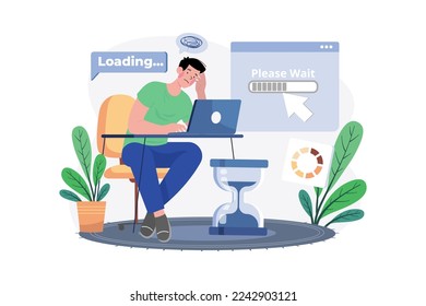 Very Slow Page Loading Illustration concept on white background