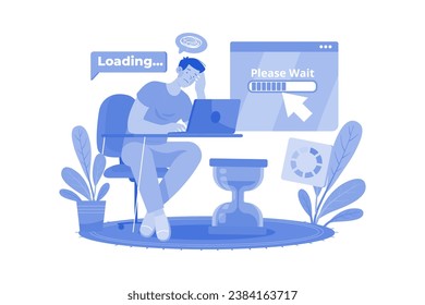 Very Slow Page Loading Illustration concept on a white background