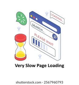 Very Slow Page Loading isometric Colored illustration. EPS File stock illustration