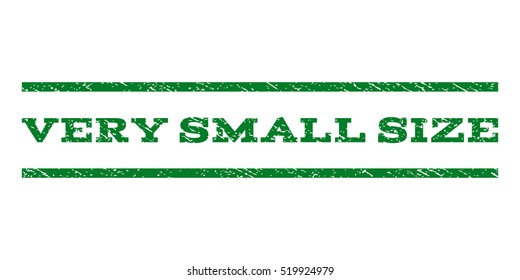 Very Small Size watermark stamp. Text tag between horizontal parallel lines with grunge design style. Rubber seal stamp with unclean texture. Vector green color ink imprint on a white background.
