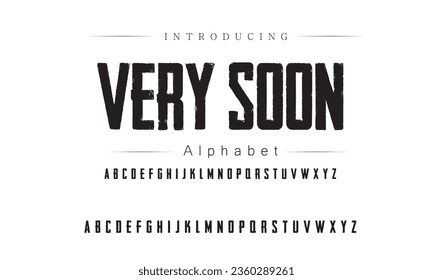 Very Soon Font. Alphabet. Script. Typeface. Label .Vintage typeface. For labels and different type designs