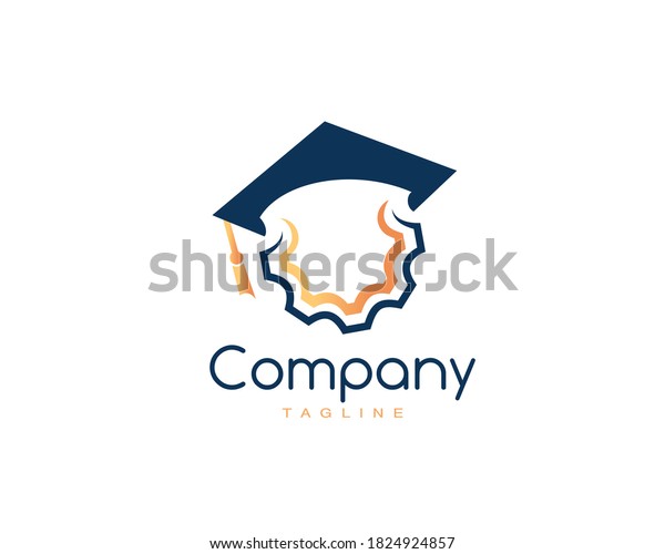 Very special logo combined of a gears and\
graduation hat which represents education and engineering sector,\
elegant and professional.