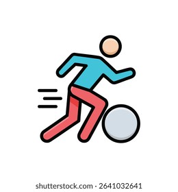 A very specific and effective icon in communicating the action of ball possession and movement in a sporting context, demonstrating skill, control and dynamism.