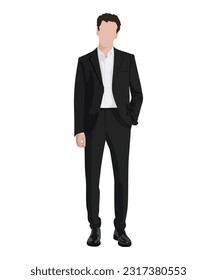 A very stylish man in a business and stylish suit on a white background. Vector illustration in flat style