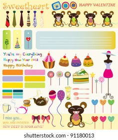 very sweet girl design collection for scrap booking. Vector illustrator and invitation card.