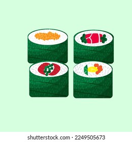 very tasty sushi roll vector illustration