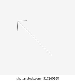 Very thin arrow vector icon on gray background
