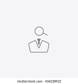 Very thin find human icon vector, gray outline of vacancy 