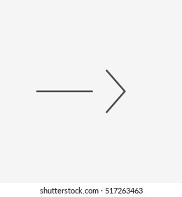 Very thin forward arrow vector icon on gray background