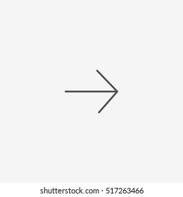 Very thin forward arrow vector icon on gray background