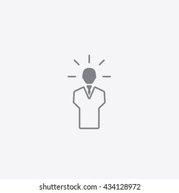 Very thin human icon vector on gray background, sign of  creative mind