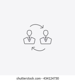 Very thin humans icon vector on gray background, exchange program