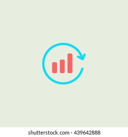 very thin outline of blue and red Statistics Vector Icon