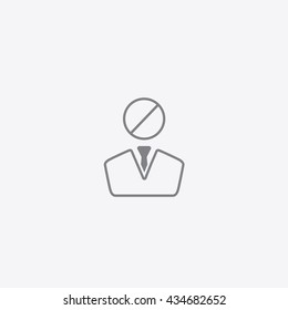 Very thin outline gray dont do on person head Icon Vector