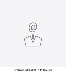 Very thin outline gray mail sign on person head Icon Vector