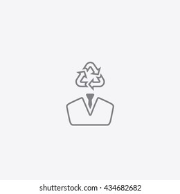 Very thin outline gray recycle on person head Icon Vector