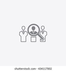 Very Thin Outline Gray Searching For A Employee Icon Vector