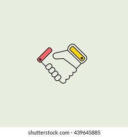 very thin outline handshake colorful vector icon,  Partnership sign,